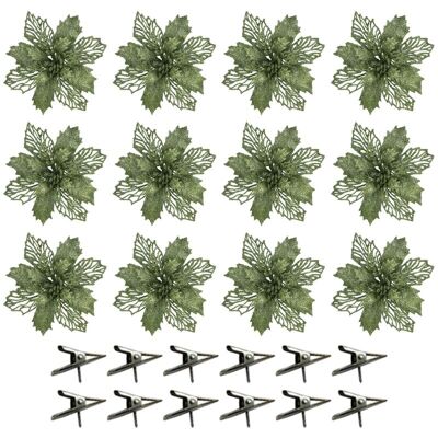 PELTOR Jeffergarden (vert) Ornement De Sapin De Noël Octogonal En Forme De Fleur, Ajouré Et Pailleté, 16 Cm, En Plastique Et Poudre Dorée. Publicité PELTOR Jeffergarden (vert) Ornement De Sapin De Noël Octogonal En Forme De Fleur, Ajouré Et Pailleté, 16 Cm, En Plastique Et Poudre Dorée. Publicité