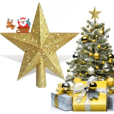 Melissa Cimier Sapin De Noël Etoile, Glitter Christmas Tree Top Decoration Star, Plastique Léger Xmas Étoile Noel Décoration Ornements, Interieur/exterieur 20cm/ 7.8in (or) - Publicité Melissa Cimier Sapin De Noël Etoile, Glitter Christmas Tree Top Decoration Star, Plastique Léger Xmas Étoile Noel Décoration Ornements, Interieur/exterieur 20cm/ 7.8in (or) - Publicité