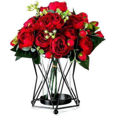 LAVVE Bougeoir Noir 2024 Pour Bougies Piliers, Bougeoir Géométrique En Métal, Vase En Verre À Motif Floral - Publicité LAVVE Bougeoir Noir 2024 Pour Bougies Piliers, Bougeoir Géométrique En Métal, Vase En Verre À Motif Floral - Publicité