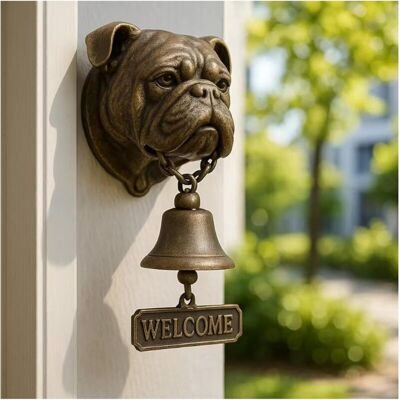OEM Cloche De Bienvenue Pour Chien, Cloche De Porte Vintage En Laiton Avec Sculpture De Chien Réaliste, Cloche Murale Rustique Pour Entrée De Maison, Portail De Jardin, Magasin, Terrasse, Bulldog - Publicité OEM Cloche De Bienvenue Pour Chien, Cloche De Porte Vintage En Laiton Avec Sculpture De Chien Réaliste, Cloche Murale Rustique Pour Entrée De Maison, Portail De Jardin, Magasin, Terrasse, Bulldog - Publicité
