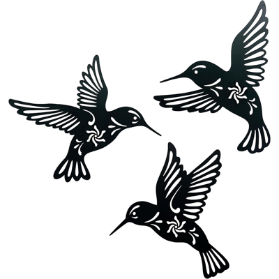 BELENARS Lot De 3 Décorations Murales En Métal - Noir - Oiseaux - Décoration Murale Pour Extérieur, Salon, Jardin, Colibri - Métal. Publicité BELENARS Lot De 3 Décorations Murales En Métal - Noir - Oiseaux - Décoration Murale Pour Extérieur, Salon, Jardin, Colibri - Métal. Publicité