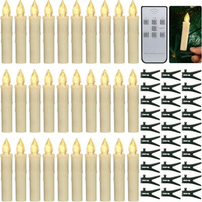 ETNZEBC Bougies De Sapin De Noël, 30 Pièces Bougies D Led Bougies Coniques À Piles Sans Flamme Avec Minuterie À Distance/clips Amovibles/anneaux Étanches Pour Décor D'Arbres De Noël À La Maison - Publicité ETNZEBC Bougies De Sapin De Noël, 30 Pièces Bougies D Led Bougies Coniques À Piles Sans Flamme Avec Minuterie À Distance/clips Amovibles/anneaux Étanches Pour Décor D'Arbres De Noël À La Maison - Publicité