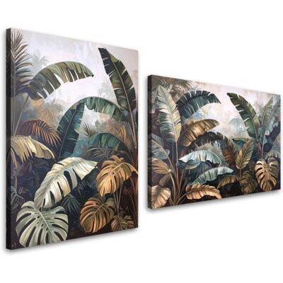 FEEBY Tableaux Sur Toile Lot Jungle Feuilles De Palmier Monstera Bananier 2 X 80x120 - Publicité FEEBY Tableaux Sur Toile Lot Jungle Feuilles De Palmier Monstera Bananier 2 X 80x120 - Publicité