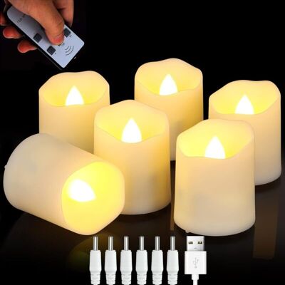 AIRSTRA Bougies Chauffe-plat Rechargeables Sans Flamme Avec Minuterie Et Télécommande, Bougies Décoratives De Noël Led À Effet Vacillant Réaliste Pour La Maison, 6 Pièces Blanc - Publicité AIRSTRA Bougies Chauffe-plat Rechargeables Sans Flamme Avec Minuterie Et Télécommande, Bougies Décoratives De Noël Led À Effet Vacillant Réaliste Pour La Maison, 6 Pièces Blanc - Publicité