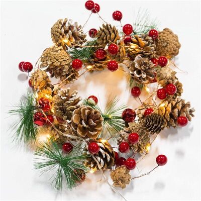 ENLENK Guirlande Lumineuse De Noël De 2 Mètres Avec Pommes De Pin, Baies Rouges Et Clochettes - Guirlande Lumineuse De Noël - Guirlande De Pommes De Pin Scintillantes - Décoration De Noël Intérieure (sapin D - Publicité ENLENK Guirlande Lumineuse De Noël De 2 Mètres Avec Pommes De Pin, Baies Rouges Et Clochettes - Guirlande Lumineuse De Noël - Guirlande De Pommes De Pin Scintillantes - Décoration De Noël Intérieure (sapin D - Publicité