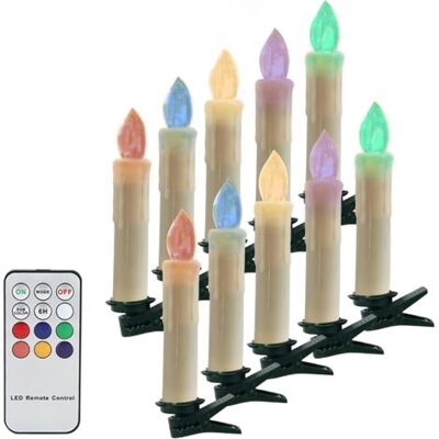 ABYSSE Bougies Led Colorées, Bougeoirs À Piles, Bougies Coniques Télécommandées, Chandeliers Led Sans Flamme Avec Pince Pour Sapin De Noël, Mariages, Veillées Et Menorah (10 Cm, Ivoire), Lot De 10 - Publicité ABYSSE Bougies Led Colorées, Bougeoirs À Piles, Bougies Coniques Télécommandées, Chandeliers Led Sans Flamme Avec Pince Pour Sapin De Noël, Mariages, Veillées Et Menorah (10 Cm, Ivoire), Lot De 10 - Publicité