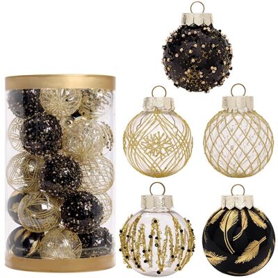 Melissa 2024 Lot De 25 Boules De Noël Ornements Décorations De Boule Rouge De Noëlceinture Cime D'Arbre Pour Arbre De Noël, Pour Décorations De Noël Intérieure Mariage Fête Extérieure Fêtes (or Noir) - Publicité Melissa 2024 Lot De 25 Boules De Noël Ornements Décorations De Boule Rouge De Noëlceinture Cime D'Arbre Pour Arbre De Noël, Pour Décorations De Noël Intérieure Mariage Fête Extérieure Fêtes (or Noir) - Publicité