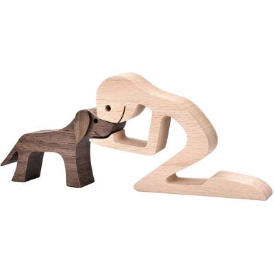 BRINSEA Figurines De Décoration Pour La Maison, Sculpture En Bois Pour Hommes Et Chiens, Décoration En Deux Pièces, Cadeaux Pour La Maison - Publicité BRINSEA Figurines De Décoration Pour La Maison, Sculpture En Bois Pour Hommes Et Chiens, Décoration En Deux Pièces, Cadeaux Pour La Maison - Publicité