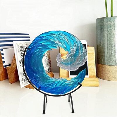OEM Ornement De Bureau En Forme De Vague Créative, Pièce D'Art En Forme De Vague Faite À La Main De 12 Cm Avec Support, Sculpture De Vague Bleue Dégradée. Publicité OEM Ornement De Bureau En Forme De Vague Créative, Pièce D'Art En Forme De Vague Faite À La Main De 12 Cm Avec Support, Sculpture De Vague Bleue Dégradée. Publicité