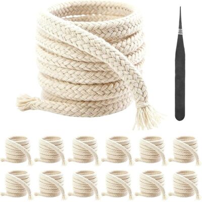 OEM Lot De 12 Mèches De Rechange Pour Lampes À Huile - 6 Mm X 1 M - Coton Tressé - Pour La Fabrication De Bougies - Bricolage - Avec Clips - Publicité OEM Lot De 12 Mèches De Rechange Pour Lampes À Huile - 6 Mm X 1 M - Coton Tressé - Pour La Fabrication De Bougies - Bricolage - Avec Clips - Publicité