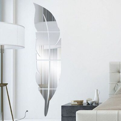 OEM Miroir Autocollant Mural Diy En Acrylique 3d Plume Miroir Sticker Mural Décoration Murale Pour Chambre D'Enfant Chambre À Coucher Salon Maison Décoration,73x18cm (argent) - Publicité OEM Miroir Autocollant Mural Diy En Acrylique 3d Plume Miroir Sticker Mural Décoration Murale Pour Chambre D'Enfant Chambre À Coucher Salon Maison Décoration,73x18cm (argent) - Publicité