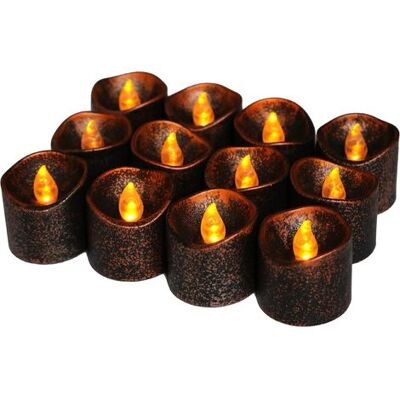 ABYSSE Lot De 12 Bougies Chauffe-plat Led Sans Flamme À Piles – Lumière Jaune Vacillante De Style Vintage – Parfaites Pour Halloween, Thanksgiving, Les Fêtes Et La Maison. Publicité ABYSSE Lot De 12 Bougies Chauffe-plat Led Sans Flamme À Piles – Lumière Jaune Vacillante De Style Vintage – Parfaites Pour Halloween, Thanksgiving, Les Fêtes Et La Maison. Publicité