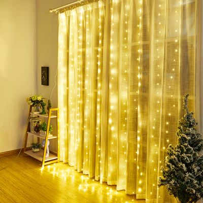 Generic Rideau Lumineux Led Uab 3m X 3m, Alimenté Par Batterie, 8 Modes, Télécommande Étanche Pour Mur De Fenêtre, Fête De Mariage (blanc Chaud) - Publicité Generic Rideau Lumineux Led Uab 3m X 3m, Alimenté Par Batterie, 8 Modes, Télécommande Étanche Pour Mur De Fenêtre, Fête De Mariage (blanc Chaud) - Publicité