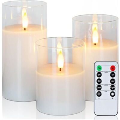 SANS MARQUE Bougies Led Sans Flamme, Bougies Sans Flamme En Verre Transparent Avec Minuterie Et Télécommande, Bougies Piliers Parfaites Pour Noël Et Halloween - Publicité SANS MARQUE Bougies Led Sans Flamme, Bougies Sans Flamme En Verre Transparent Avec Minuterie Et Télécommande, Bougies Piliers Parfaites Pour Noël Et Halloween - Publicité