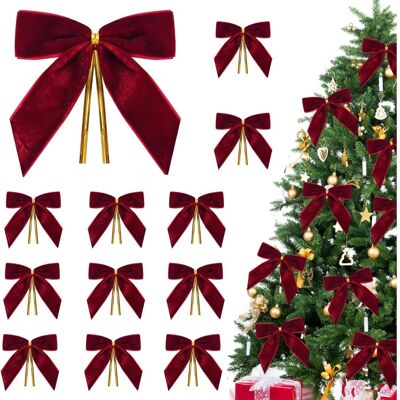 ALVIOR Ribbon - Velvet - Red - For Christmas Tree Decoration - Door Wreath Fireplace Garland - 12 Pieces - Publicité ALVIOR Ribbon - Velvet - Red - For Christmas Tree Decoration - Door Wreath Fireplace Garland - 12 Pieces - Publicité