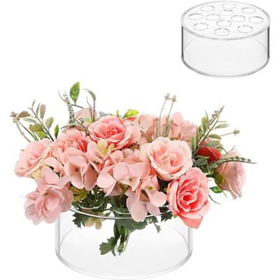 FOGSHIELD Vase Rond En Acrylique Transparent 12 Trous Pour Fête De Mariage, Centre De Table À Manger, Centre De Table Floral Cylindrique Pour Table À Manger, Support De Fleurs Bas Avec Trous Pour La Maison - Publicité FOGSHIELD Vase Rond En Acrylique Transparent 12 Trous Pour Fête De Mariage, Centre De Table À Manger, Centre De Table Floral Cylindrique Pour Table À Manger, Support De Fleurs Bas Avec Trous Pour La Maison - Publicité