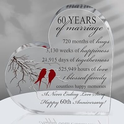 OEM Un Ornement En Forme De Cœur Pour Célébrer Un 60e Anniversaire De Mariage, Offert Aux Couples, Parents, Femmes, Mères, Maris Et Épouses. Publicité OEM Un Ornement En Forme De Cœur Pour Célébrer Un 60e Anniversaire De Mariage, Offert Aux Couples, Parents, Femmes, Mères, Maris Et Épouses. Publicité