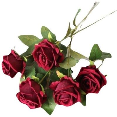 NO BRAND Pair Lot De 5 Roses Artificielles, Deco Fausses Fleurs En Soie Avec Tige Simple, Fleur Réaliste Pour Fête Jardin En Famille Hôtel Décoration De Mariage, Décor Floral 518cm (rouge), - Publicité NO BRAND Pair Lot De 5 Roses Artificielles, Deco Fausses Fleurs En Soie Avec Tige Simple, Fleur Réaliste Pour Fête Jardin En Famille Hôtel Décoration De Mariage, Décor Floral 518cm (rouge), - Publicité