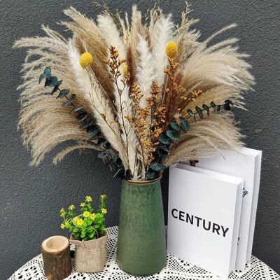 ALVIOR Herbe De La Pampa - Fleurs Séchées Naturelles - 7 Variétés Dont Eucalyptus - Hauteur 46 Cm - Décoration Intérieure - Lot De 60 Tiges - Publicité ALVIOR Herbe De La Pampa - Fleurs Séchées Naturelles - 7 Variétés Dont Eucalyptus - Hauteur 46 Cm - Décoration Intérieure - Lot De 60 Tiges - Publicité