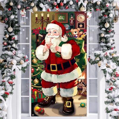 OEM Couverture De Porte De Noel Decoration Suspendue Bannière Toile De Fond De Noël, Décorations De Noël Bannière De Porte Pour Décoration Vacances Hiver Porte Entrée Maison (père Noël) - Publicité OEM Couverture De Porte De Noel Decoration Suspendue Bannière Toile De Fond De Noël, Décorations De Noël Bannière De Porte Pour Décoration Vacances Hiver Porte Entrée Maison (père Noël) - Publicité