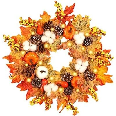 MOXIE Couronne De Citrouille Artificielle En Feuille D'Érable Pour Porte D'Entrée 45cm Couronne De Feuille D'Érable De Thanksgiving, Décorations Murales Porte De Guirlande Noël Halloween Thanksgiving Day(45 - Publicité MOXIE Couronne De Citrouille Artificielle En Feuille D'Érable Pour Porte D'Entrée 45cm Couronne De Feuille D'Érable De Thanksgiving, Décorations Murales Porte De Guirlande Noël Halloween Thanksgiving Day(45 - Publicité