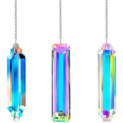 OEM Lot De 3 Prismes Attrape-soleil En Cristal, Effet Arc-en-ciel, À Suspendre (12,5 Cm) - Publicité OEM Lot De 3 Prismes Attrape-soleil En Cristal, Effet Arc-en-ciel, À Suspendre (12,5 Cm) - Publicité