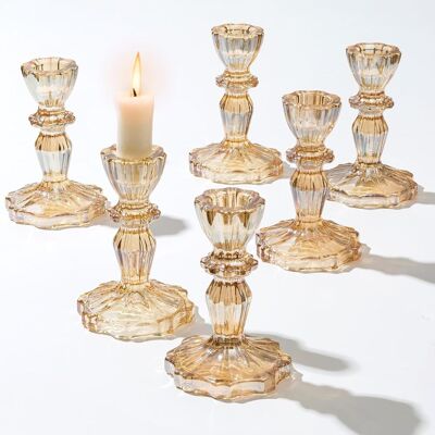 Generic Lot De 6 Bougeoir Conique Doré Élégant Porte-bougie Chandelier En Cristal Pour Mariage Cadeau Décoration Intérieure - Publicité Generic Lot De 6 Bougeoir Conique Doré Élégant Porte-bougie Chandelier En Cristal Pour Mariage Cadeau Décoration Intérieure - Publicité