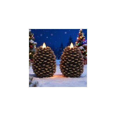 ENLENK Bougies Led En Forme De Pomme De Pin Avec Minuteur, Bougies Sans Flamme Fonctionnant À Piles En Cire Non Parfumée En Pomme De Pin Marron - Lot De 2 Pour Décoration De Noël, Fête À Domicile - Publicité ENLENK Bougies Led En Forme De Pomme De Pin Avec Minuteur, Bougies Sans Flamme Fonctionnant À Piles En Cire Non Parfumée En Pomme De Pin Marron - Lot De 2 Pour Décoration De Noël, Fête À Domicile - Publicité