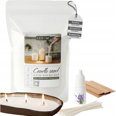 OEM Bougies En Vrac 1 Kg + Mèches En Coton + Mèches En Bois + Huile Parfumée À La Lavande - Publicité OEM Bougies En Vrac 1 Kg + Mèches En Coton + Mèches En Bois + Huile Parfumée À La Lavande - Publicité