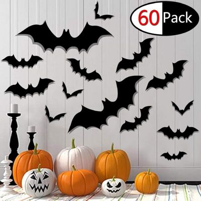 MOXIE Halloween Chauve-souris Stickers Mur Art Autocollant 3d Fournitures De Fête Halloween Décoration 60 Pcs (noir) - Publicité MOXIE Halloween Chauve-souris Stickers Mur Art Autocollant 3d Fournitures De Fête Halloween Décoration 60 Pcs (noir) - Publicité