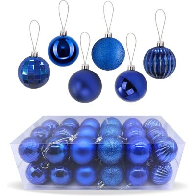 XISRENS Lot De 36 Boules De Noël Décoratives, Boules De Sapin De Noël À Suspendre Incassables, Brillantes Et Scintillantes Avec Boucle De Suspension Pour Arbre De Noël, Mariage, Fête, Vacances (bleu) - Publicité XISRENS Lot De 36 Boules De Noël Décoratives, Boules De Sapin De Noël À Suspendre Incassables, Brillantes Et Scintillantes Avec Boucle De Suspension Pour Arbre De Noël, Mariage, Fête, Vacances (bleu) - Publicité