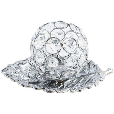 Cellfast Bougeoir En Métal Avec Plateau En Forme De Feuille Bougeoir En Forme De Boule De Cristal Bougeoir Décoratif (argent) - Publicité Cellfast Bougeoir En Métal Avec Plateau En Forme De Feuille Bougeoir En Forme De Boule De Cristal Bougeoir Décoratif (argent) - Publicité