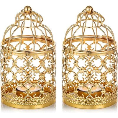 MOXIE 2 Pièces Petite Lanterne Cage Oiseaux Suspendue Photophore Métal, Lanternes Dorées Pour Bougies Centres Table Vintage Mariage Fête Porte-lumière Chauffe-plat Décorations Bougeoirs Noël - Publicité MOXIE 2 Pièces Petite Lanterne Cage Oiseaux Suspendue Photophore Métal, Lanternes Dorées Pour Bougies Centres Table Vintage Mariage Fête Porte-lumière Chauffe-plat Décorations Bougeoirs Noël - Publicité