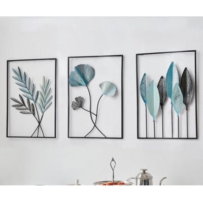Generic Lot De 3 Décorations Murales En Métal - Noir - Minimaliste - Feuille - Décoration Murale - Pour La Maison, Le Salon, La Chambre À Coucher - Publicité Generic Lot De 3 Décorations Murales En Métal - Noir - Minimaliste - Feuille - Décoration Murale - Pour La Maison, Le Salon, La Chambre À Coucher - Publicité