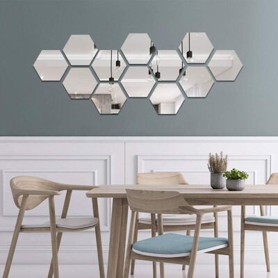 MOXIE 12 Pièces Miroir Acrylique Adhésif Autocollant Mural Miroirs Muraux Stickers Salon Chambre Décor 17.7 Cm X 15.3 Cm (hexagone, Argent) Npterbl - Publicité MOXIE 12 Pièces Miroir Acrylique Adhésif Autocollant Mural Miroirs Muraux Stickers Salon Chambre Décor 17.7 Cm X 15.3 Cm (hexagone, Argent) Npterbl - Publicité