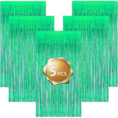OEM 5 Rideau Métallique, Frange Aluminium Vert, Décor Fête Mariage Anniversaire Noël - Publicité OEM 5 Rideau Métallique, Frange Aluminium Vert, Décor Fête Mariage Anniversaire Noël - Publicité