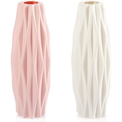 FOGSHIELD Vases En Plastique, Décoration De La Maison, 2 Pièce Imitation Céramique Pot De Fleurs, Vases De Fleurs Séchées Nordiques, Vases Léger(rose, Blanc) - Publicité FOGSHIELD Vases En Plastique, Décoration De La Maison, 2 Pièce Imitation Céramique Pot De Fleurs, Vases De Fleurs Séchées Nordiques, Vases Léger(rose, Blanc) - Publicité