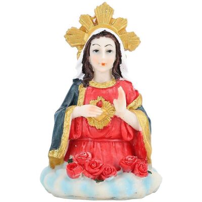 FLAMMKRAFT Buste De La Vierge Marie En Résine De 12,7 Cm (5 Pouces), Finement Travaillé, À Poser Sur Une Table. Figurine Représentant Le Cœur De Marie. Publicité FLAMMKRAFT Buste De La Vierge Marie En Résine De 12,7 Cm (5 Pouces), Finement Travaillé, À Poser Sur Une Table. Figurine Représentant Le Cœur De Marie. Publicité