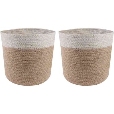 Vidaxl Plant Pot Set 2 Pcs Natural And White Ø 21 X 21 Cm - Publicité Vidaxl Plant Pot Set 2 Pcs Natural And White Ø 21 X 21 Cm - Publicité