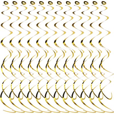 LBVIE Lot De 12 Spirales Décoratives Suspendues En Feuille D'Aluminium Pour Plafond, Idéales Pour Un Anniversaire, Une Remise De Diplômes Ou Un Mariage (dorées) - Publicité LBVIE Lot De 12 Spirales Décoratives Suspendues En Feuille D'Aluminium Pour Plafond, Idéales Pour Un Anniversaire, Une Remise De Diplômes Ou Un Mariage (dorées) - Publicité