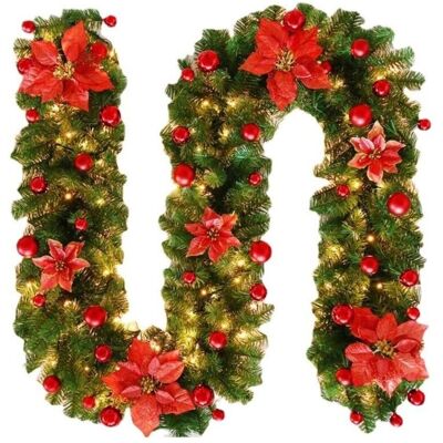 IRISFR 270cm Guirlande De Noël Avec Led, Guirlande Lumineuse Sapin Noel, Couronne Décoration De Vigne Noël Avec Led, Pour Décor Porte Cheminée Escaliers Fête, Intérieure Décoration Vert - Publicité IRISFR 270cm Guirlande De Noël Avec Led, Guirlande Lumineuse Sapin Noel, Couronne Décoration De Vigne Noël Avec Led, Pour Décor Porte Cheminée Escaliers Fête, Intérieure Décoration Vert - Publicité