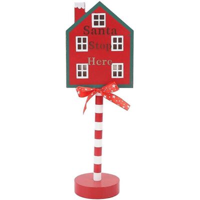 FLAMMKRAFT Panneau « Arrêt Ici » Avec Lumières Led Et Piles, Décoration De Table Pour Les Fêtes. Père Noël. Publicité FLAMMKRAFT Panneau « Arrêt Ici » Avec Lumières Led Et Piles, Décoration De Table Pour Les Fêtes. Père Noël. Publicité
