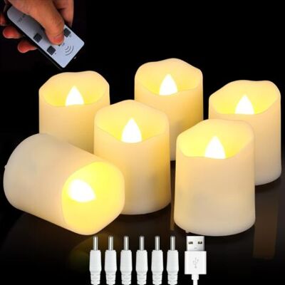 KOMIRO Bougies Chauffe-plat Rechargeables Sans Flamme Avec Télécommande, Bougies Led Usb Avec Minuterie, Effet Bougie Vacillante, Bougies Votives Pour Halloween, Fêtes, Noël, Soirées, Maison, 6 Pièces Blanc - Publicité KOMIRO Bougies Chauffe-plat Rechargeables Sans Flamme Avec Télécommande, Bougies Led Usb Avec Minuterie, Effet Bougie Vacillante, Bougies Votives Pour Halloween, Fêtes, Noël, Soirées, Maison, 6 Pièces Blanc - Publicité
