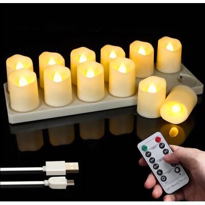 OEM Lot De 12 Bougies Chauffe-plat Led Rechargeables, Fonction Minuterie, Scintillement Blanc Chaud, Télécommande, Décoration Intérieure - Publicité OEM Lot De 12 Bougies Chauffe-plat Led Rechargeables, Fonction Minuterie, Scintillement Blanc Chaud, Télécommande, Décoration Intérieure - Publicité