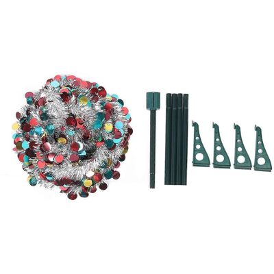 FLAMMKRAFT Sapin De Noël Artificiel Pliable En Pet De 1,5 M (4,9 Pi) Avec Paillettes, Décoration De Noël Argentée. Publicité FLAMMKRAFT Sapin De Noël Artificiel Pliable En Pet De 1,5 M (4,9 Pi) Avec Paillettes, Décoration De Noël Argentée. Publicité
