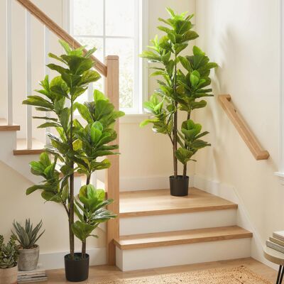 OEM Lot De 2 Plantes Artificielles Intérieures, Figuier À Feuilles De Lyre Artificiel Hauteur 150 Cm, Pot En Ciment, Vert - Publicité OEM Lot De 2 Plantes Artificielles Intérieures, Figuier À Feuilles De Lyre Artificiel Hauteur 150 Cm, Pot En Ciment, Vert - Publicité