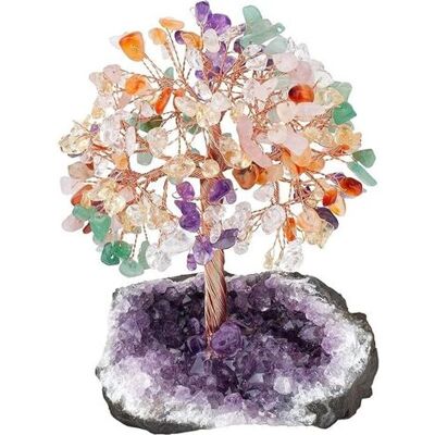 FANGMEDIA Linghhang – Arbre De Vie En 7 Chakras Cristaux Naturels – Base En Améthyste – Décoration Feng Shui Pour Table – Ornement Énergétique 11-15 Cm - Publicité FANGMEDIA Linghhang – Arbre De Vie En 7 Chakras Cristaux Naturels – Base En Améthyste – Décoration Feng Shui Pour Table – Ornement Énergétique 11-15 Cm - Publicité