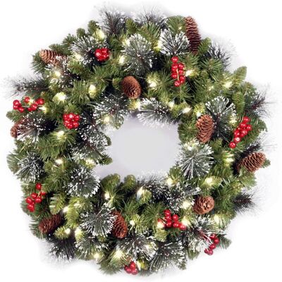 Melissa National Tree Company Guirlande De Noël Artificielle Pré-illuminée, Vert, Épinette Crestwood, Lumières Blanches, Décorée De Pommes De Pin, Grappes De Baies, Branches Givrées, Collection De Noël, 24 Po - Publicité Melissa National Tree Company Guirlande De Noël Artificielle Pré-illuminée, Vert, Épinette Crestwood, Lumières Blanches, Décorée De Pommes De Pin, Grappes De Baies, Branches Givrées, Collection De Noël, 24 Po - Publicité