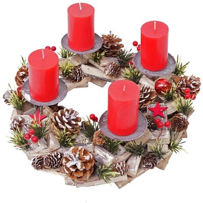 DÉCOSHOP26 Couronne De L’avent Ronde Avec 4 Bougies Décoration De Noël En Bois Rouge Et Métal 040010911 - Publicité DÉCOSHOP26 Couronne De L’avent Ronde Avec 4 Bougies Décoration De Noël En Bois Rouge Et Métal 040010911 - Publicité