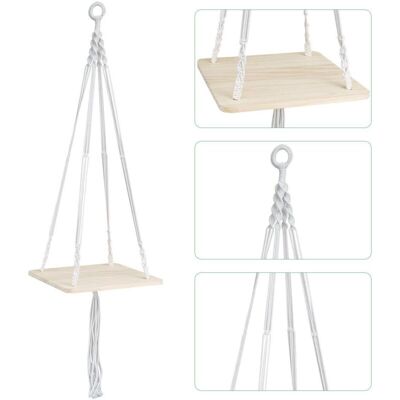 MOXIE Wood Hanging Shelf Suspension Plante Macramé Porte Suspendre Support De Pot De Fleurs Flower Pot Holder Boho Pour Plantes Hanger D'Intérieur Extérieur Home Decor (carré 105 Cm 41'') - Publicité MOXIE Wood Hanging Shelf Suspension Plante Macramé Porte Suspendre Support De Pot De Fleurs Flower Pot Holder Boho Pour Plantes Hanger D'Intérieur Extérieur Home Decor (carré 105 Cm 41'') - Publicité